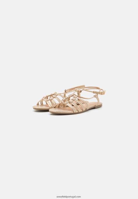 mulheres sandálias douradas F4BZ0D1436 Anna Field