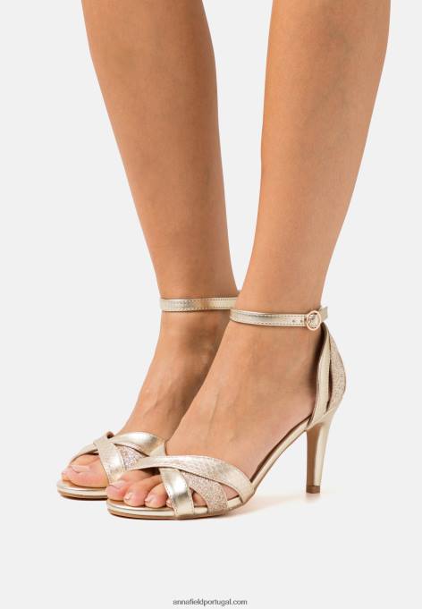 mulheres sandálias douradas F4BZ0D1441 Anna Field
