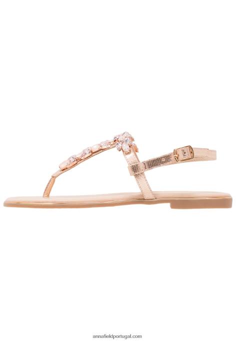 mulheres sandálias t-bar ouro rosa F4BZ0D1497 Anna Field