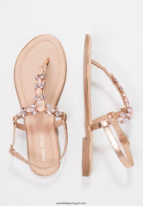 mulheres sandálias t-bar ouro rosa F4BZ0D1497 Anna Field