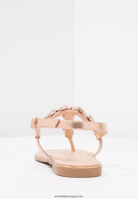 mulheres sandálias t-bar ouro rosa F4BZ0D1497 Anna Field