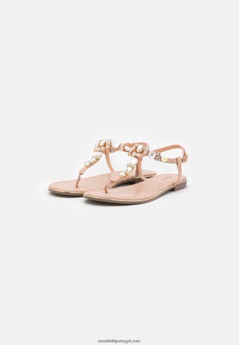 mulheres sandálias t-bar ouro rosa F4BZ0D1534 Anna Field