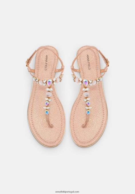 mulheres sandálias t-bar ouro rosa F4BZ0D1534 Anna Field