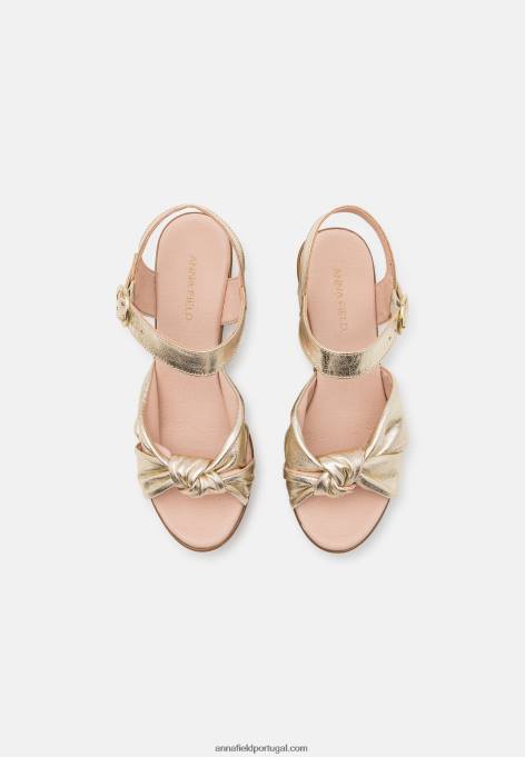 mulheres tamancos de couro ouro F4BZ0D1888 Anna Field