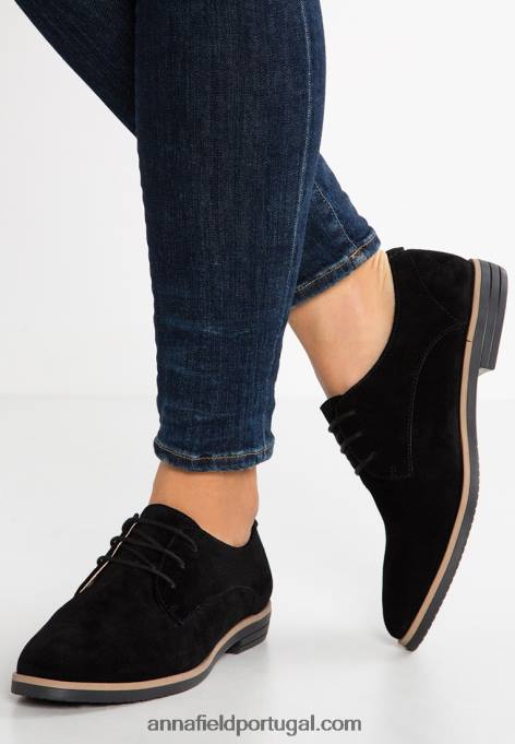 mulheres cadarços de couro preto F4BZ0D1854 Anna Field