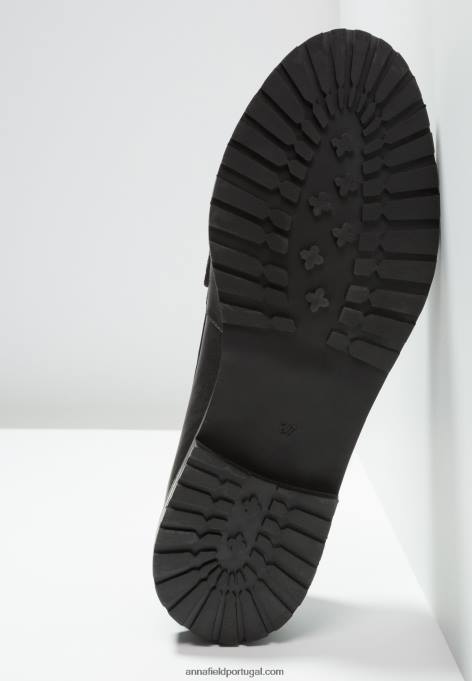 mulheres chinelos de couro preto F4BZ0D1829 Anna Field