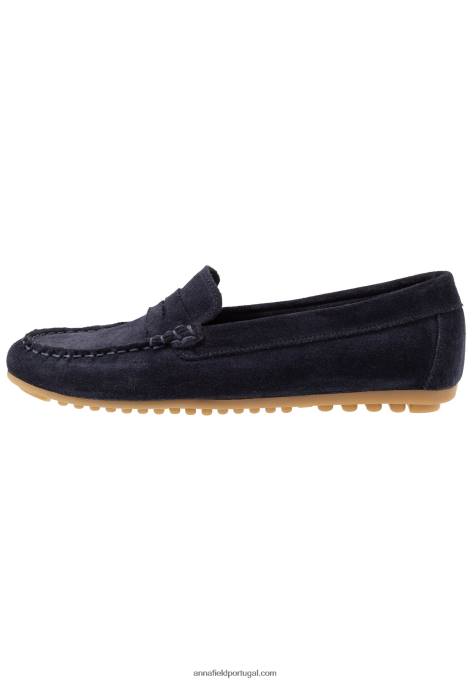mulheres mocassins de couro azul F4BZ0D1860 Anna Field