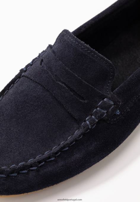 mulheres mocassins de couro azul F4BZ0D1860 Anna Field