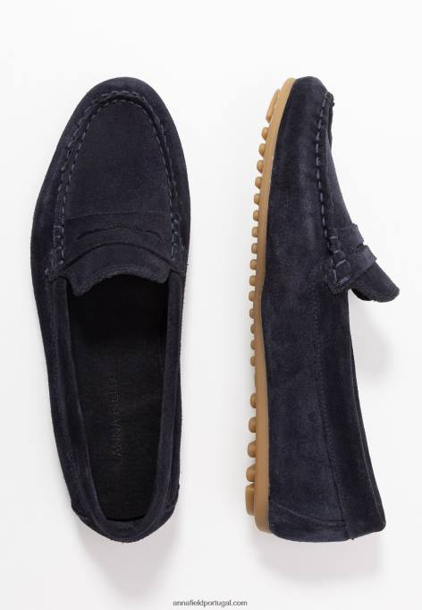 mulheres mocassins de couro azul F4BZ0D1860 Anna Field