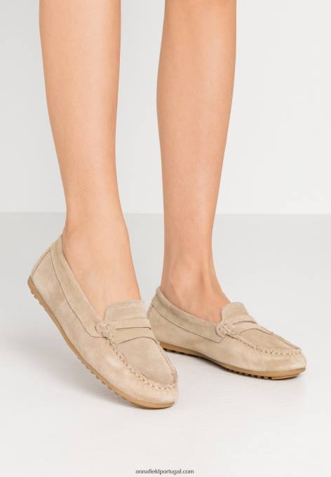 mulheres mocassins de couro bege F4BZ0D1859 Anna Field