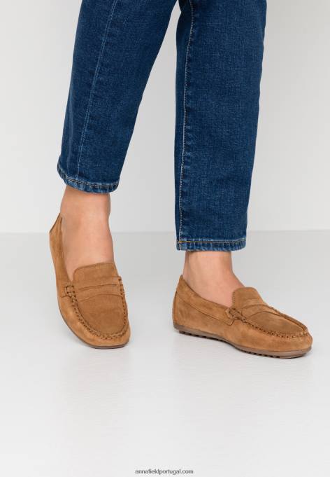 mulheres mocassins de couro conhaque F4BZ0D1858 Anna Field