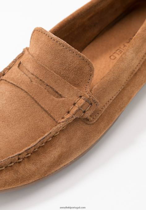 mulheres mocassins de couro conhaque F4BZ0D1858 Anna Field