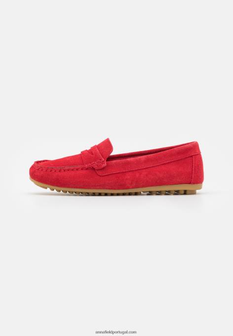 mulheres mocassins de couro vermelho F4BZ0D1861 Anna Field