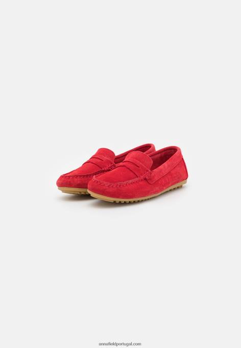 mulheres mocassins de couro vermelho F4BZ0D1861 Anna Field
