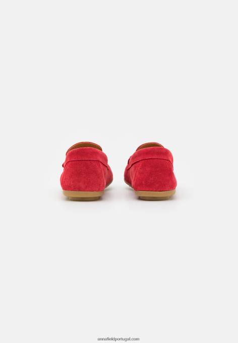 mulheres mocassins de couro vermelho F4BZ0D1861 Anna Field