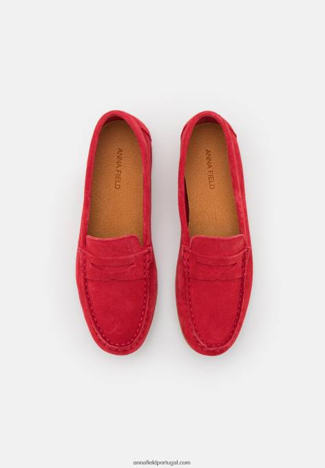 mulheres mocassins de couro vermelho F4BZ0D1861 Anna Field
