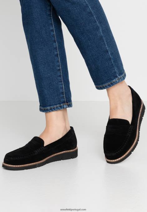 mulheres slip-on em pele comfort preto F4BZ0D1787 Anna Field