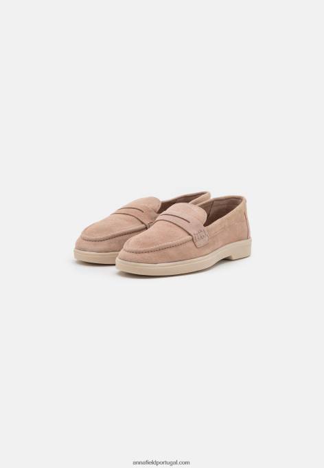 mulheres slip-ons de couro bege F4BZ0D1779 Anna Field