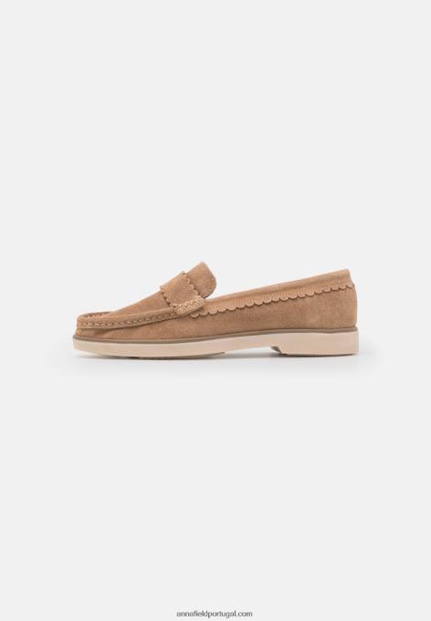 mulheres slip-ons de couro bege F4BZ0D1796 Anna Field