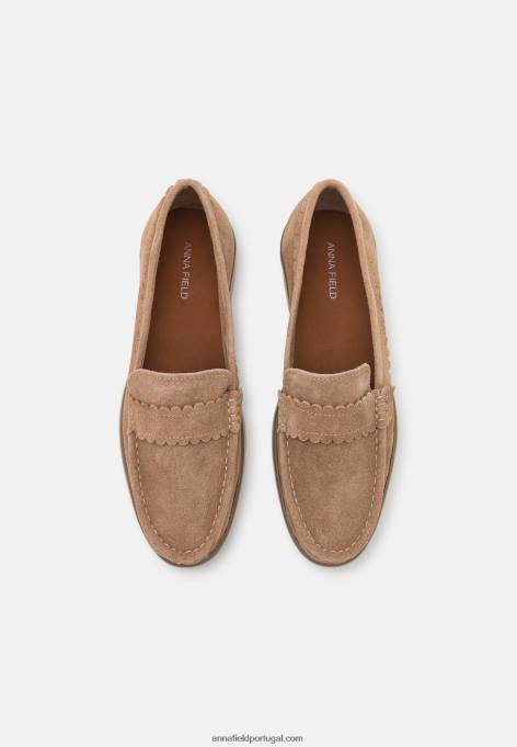 mulheres slip-ons de couro bege F4BZ0D1796 Anna Field