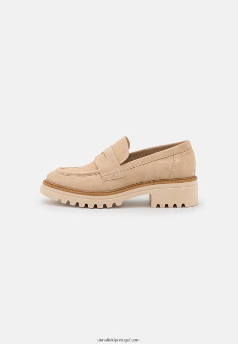 mulheres slip-ons de couro bege F4BZ0D1807 Anna Field