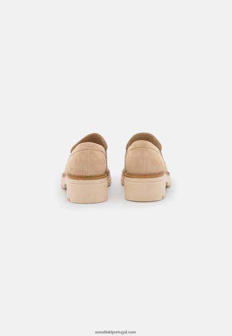 mulheres slip-ons de couro bege F4BZ0D1807 Anna Field