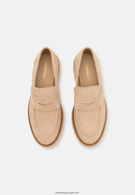 mulheres slip-ons de couro bege F4BZ0D1807 Anna Field