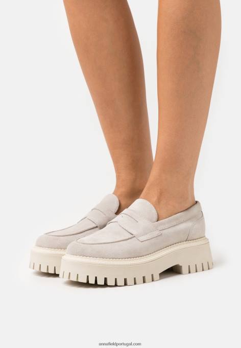 mulheres slip-ons de couro bege F4BZ0D1808 Anna Field