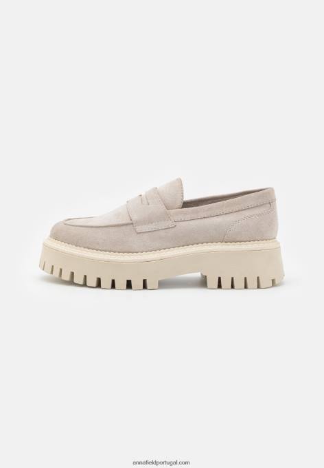 mulheres slip-ons de couro bege F4BZ0D1808 Anna Field