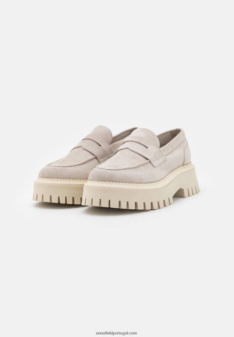 mulheres slip-ons de couro bege F4BZ0D1808 Anna Field