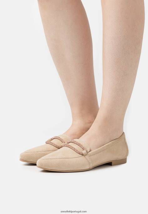 mulheres slip-ons de couro bege F4BZ0D1810 Anna Field