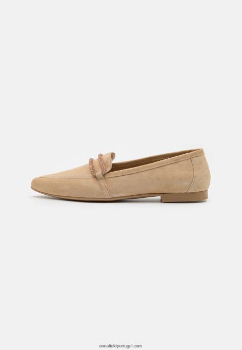 mulheres slip-ons de couro bege F4BZ0D1810 Anna Field
