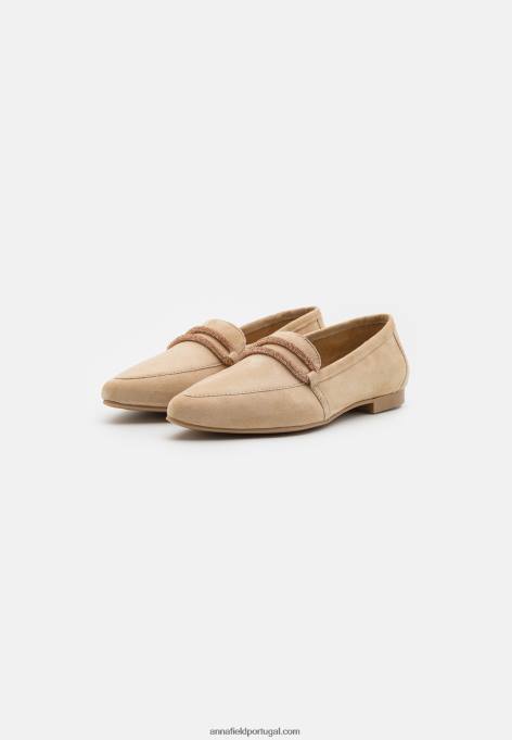 mulheres slip-ons de couro bege F4BZ0D1810 Anna Field