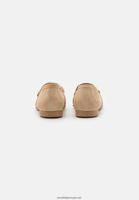 mulheres slip-ons de couro bege F4BZ0D1810 Anna Field