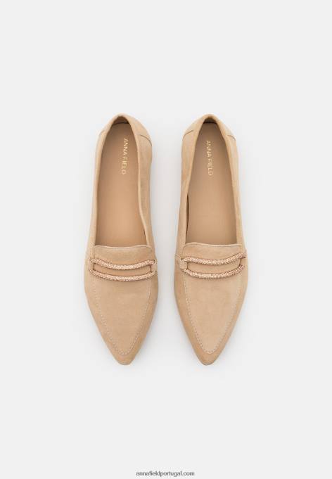 mulheres slip-ons de couro bege F4BZ0D1810 Anna Field