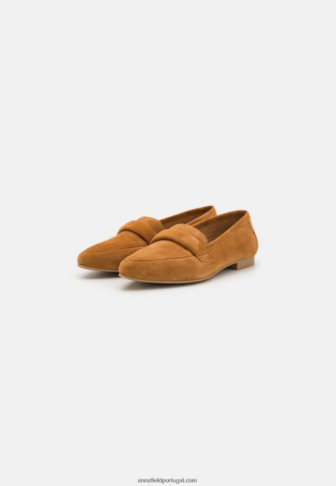 mulheres slip-ons de couro conhaque F4BZ0D1819 Anna Field