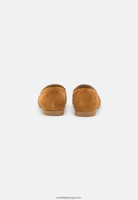 mulheres slip-ons de couro conhaque F4BZ0D1819 Anna Field