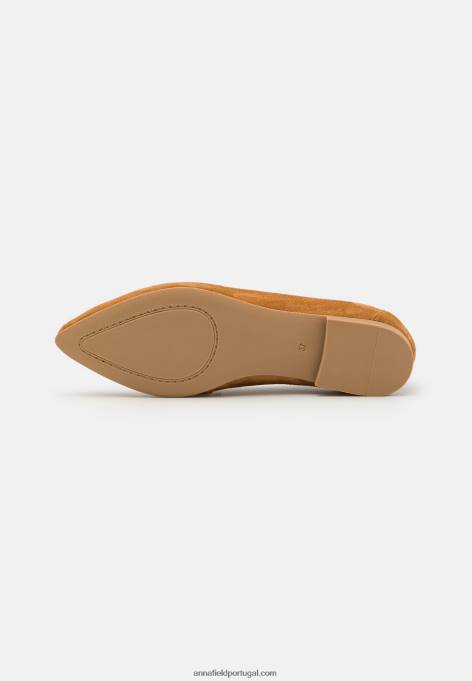 mulheres slip-ons de couro conhaque F4BZ0D1819 Anna Field