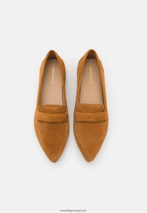 mulheres slip-ons de couro conhaque F4BZ0D1819 Anna Field
