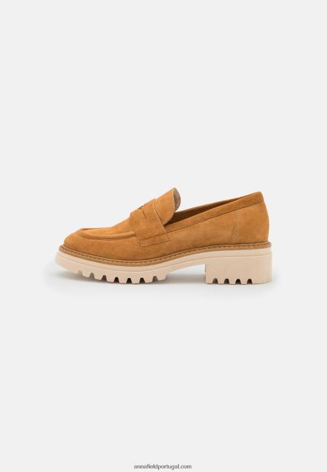 mulheres slip-ons de couro conhaque F4BZ0D1822 Anna Field