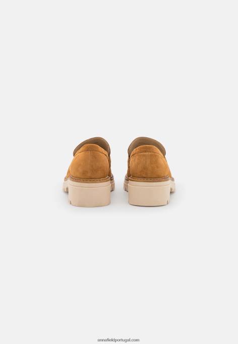 mulheres slip-ons de couro conhaque F4BZ0D1822 Anna Field