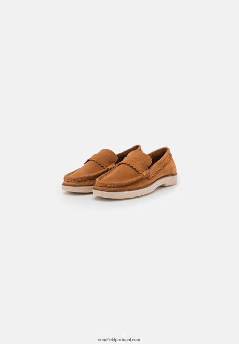 mulheres slip-ons de couro conhaque F4BZ0D1825 Anna Field