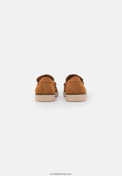 mulheres slip-ons de couro conhaque F4BZ0D1825 Anna Field
