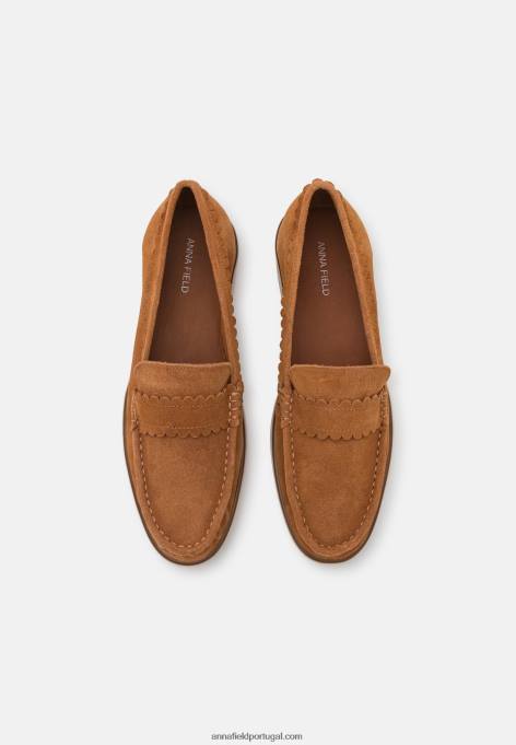 mulheres slip-ons de couro conhaque F4BZ0D1825 Anna Field