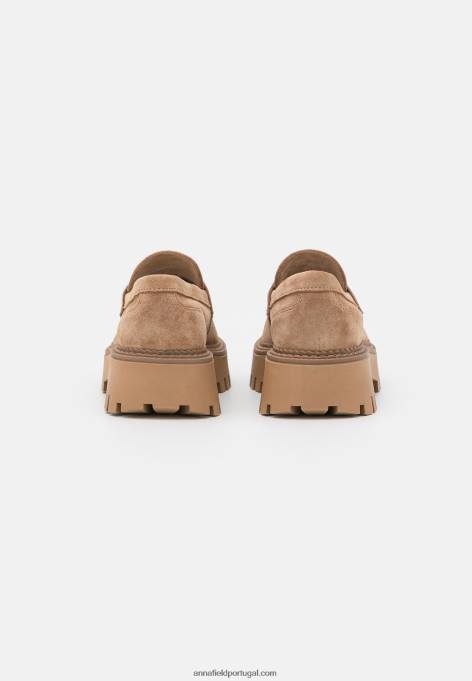mulheres slip-ons de couro taupe F4BZ0D1783 Anna Field