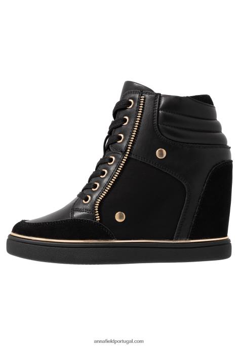 mulheres bota tênis cano alto preto F4BZ0D1232 Anna Field