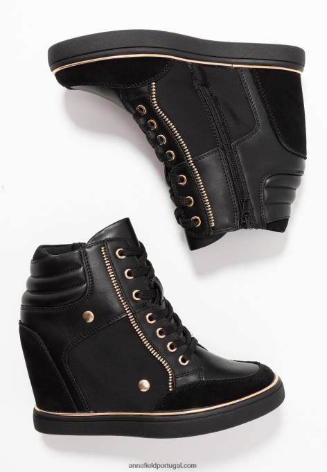 mulheres bota tênis cano alto preto F4BZ0D1232 Anna Field