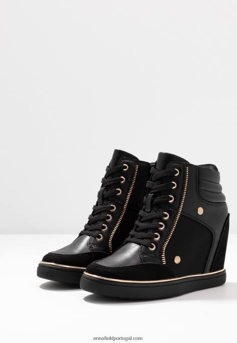 mulheres bota tênis cano alto preto F4BZ0D1232 Anna Field