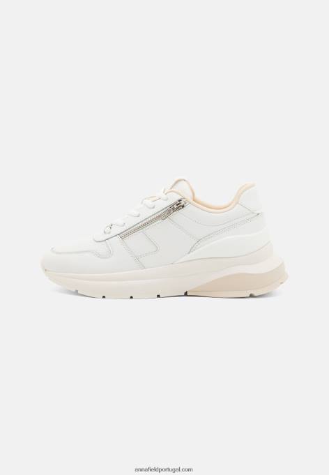 mulheres sapatilhas em pele branco/bege F4BZ0D1209 Anna Field