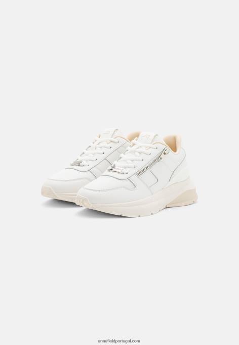 mulheres sapatilhas em pele branco/bege F4BZ0D1209 Anna Field